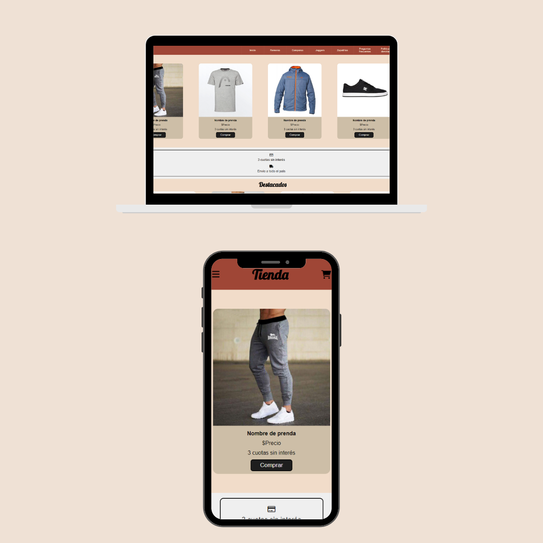 Imagen de pagina web de tienda